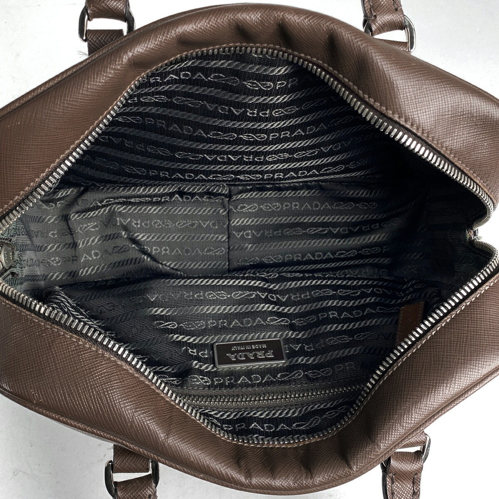 Prada Logo Handbag Saffiano Leather Brown - Picture 7 of 7